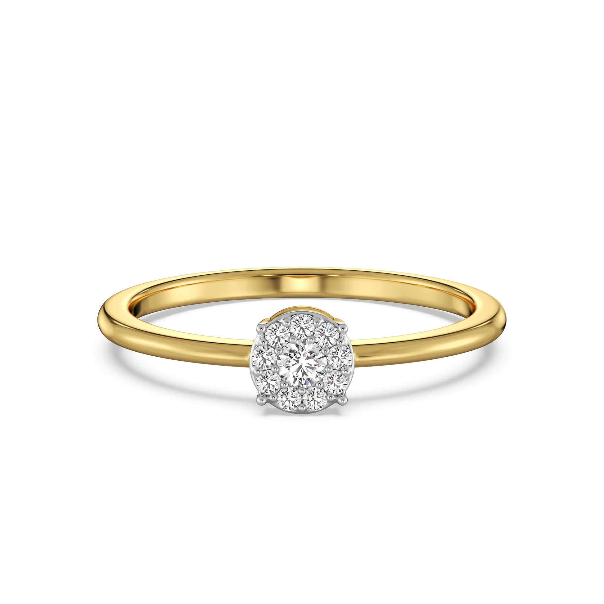 18K Yellow Gold Petite Cluster Diamond Ring