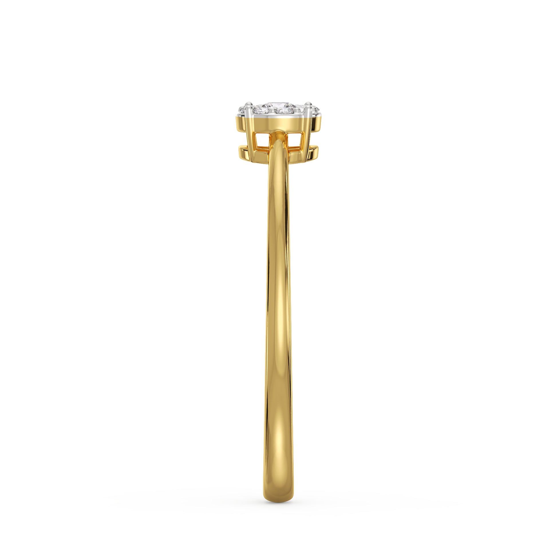 18K Yellow Gold Petite Cluster Diamond Ring Side View