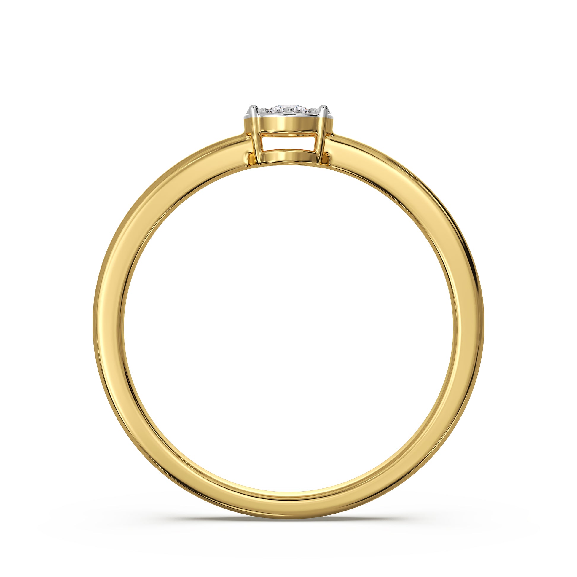 18K Yellow Gold Petite Cluster Diamond Ring Side View 2