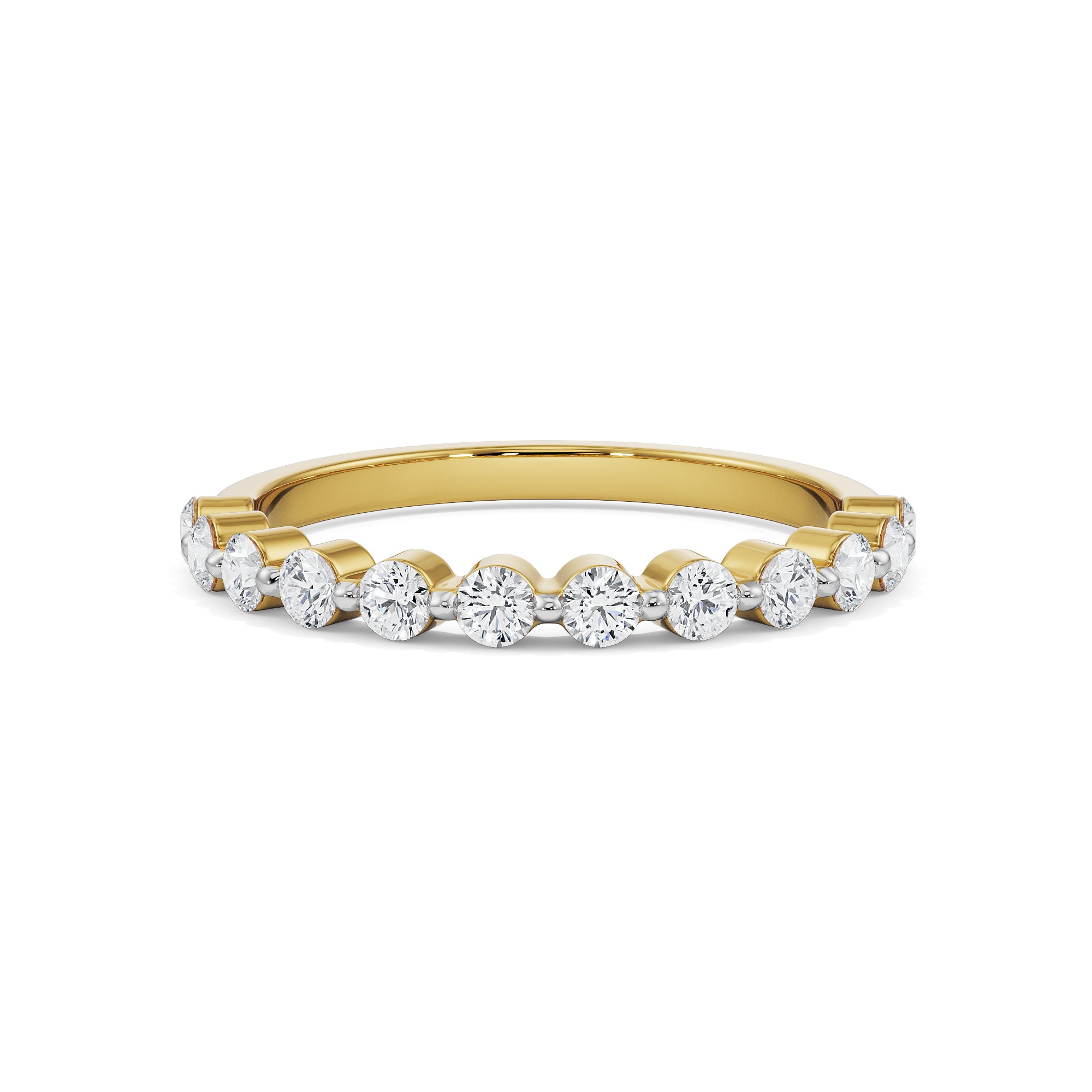 18K Yellow Gold Prong-Set Diamond Stackable Wedding Ring