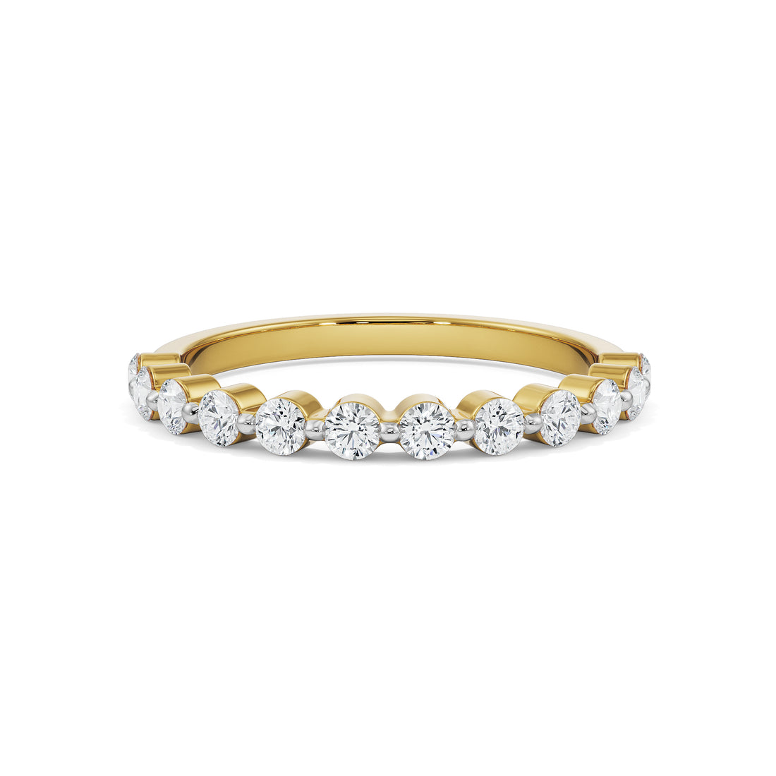 18K Yellow Gold Prong-Set Diamond Stackable Wedding Ring
