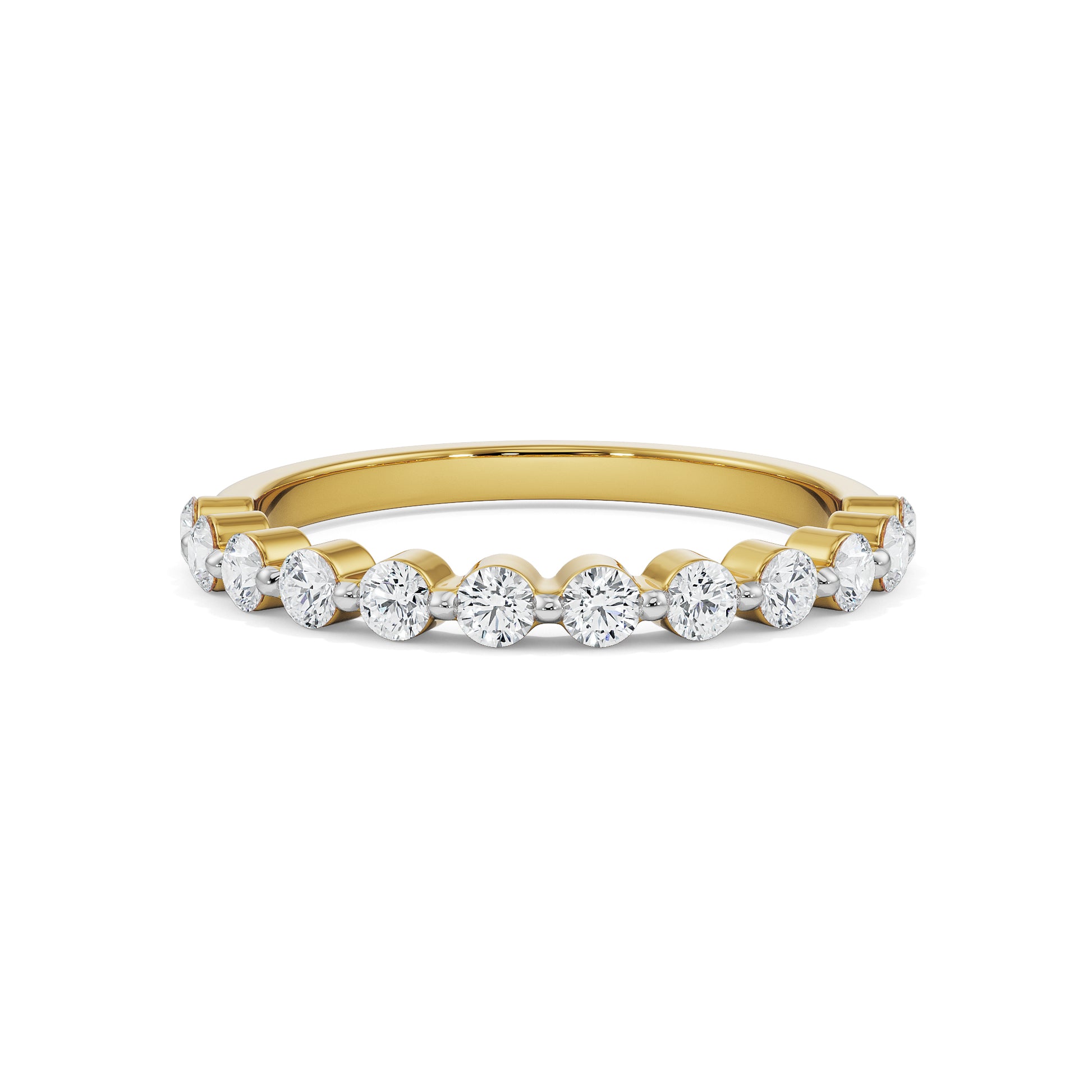 18K Yellow Gold Prong-Set Diamond Stackable Wedding Ring