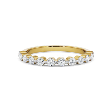 18K Yellow Gold Prong-Set Diamond Stackable Wedding Ring