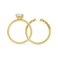 18K Yellow Gold Radiant Cut Diamond Bridal Ring Set with Marquise Accents Side View