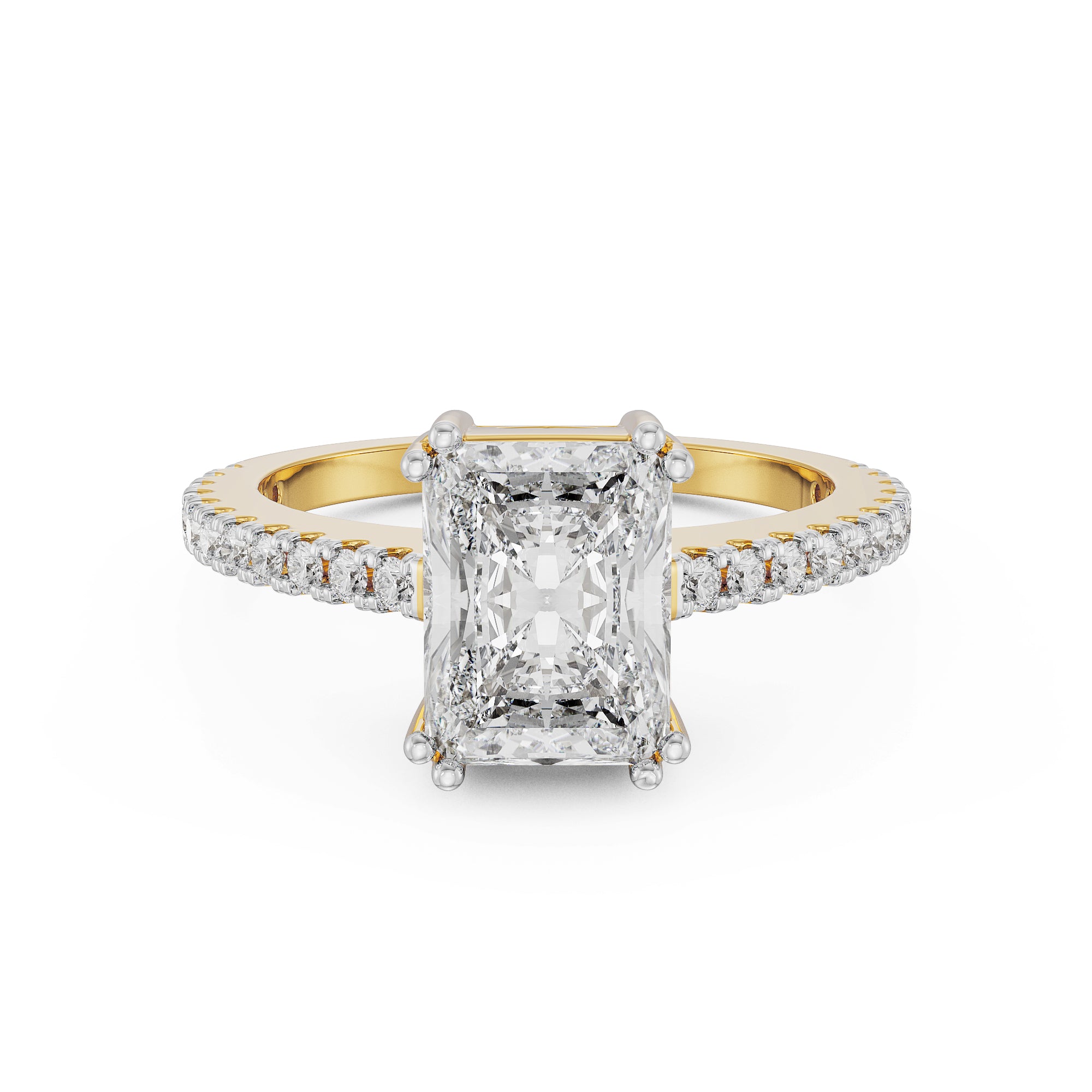 18K Yellow Gold Radiant Cut Diamond Engagement Ring