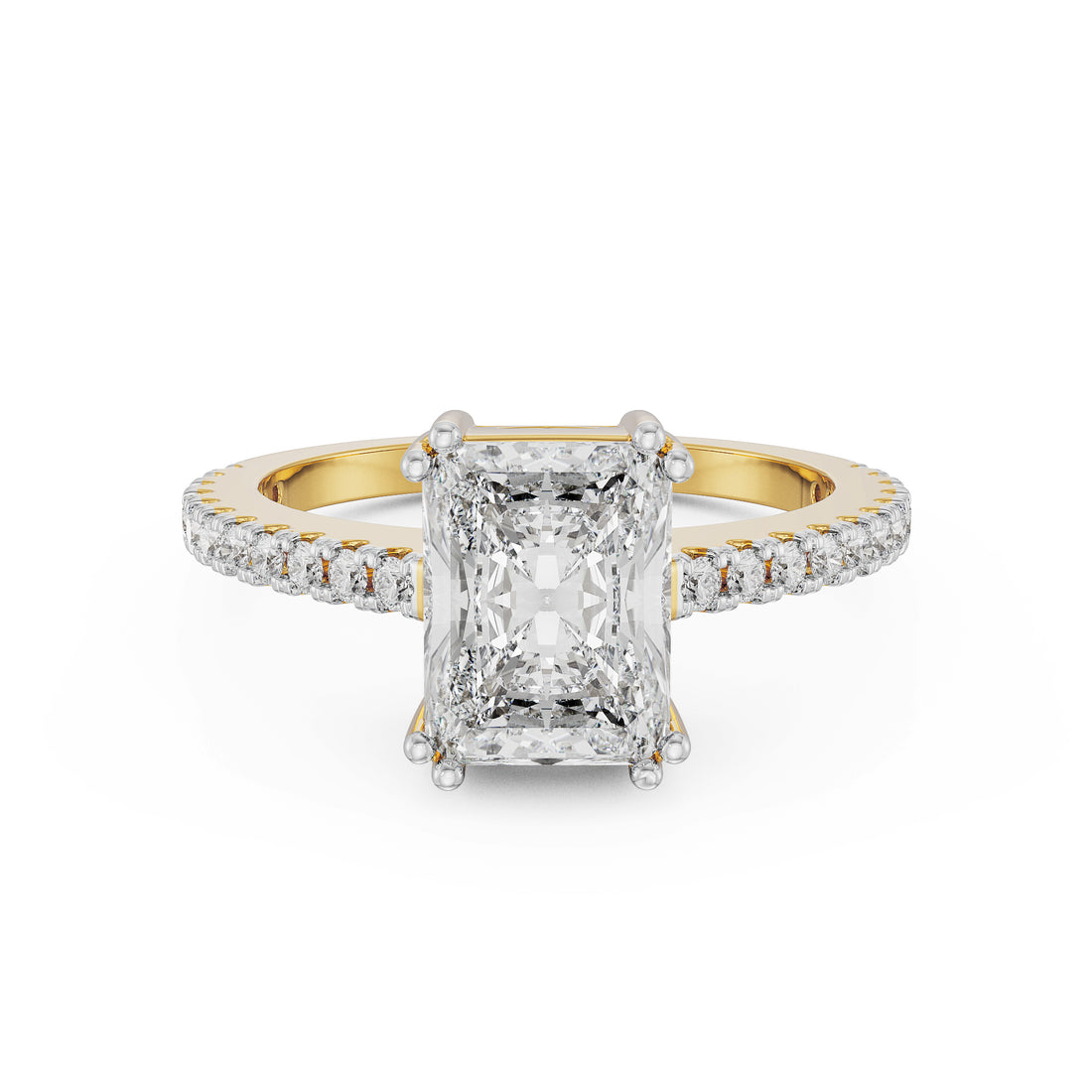 18K Yellow Gold Radiant Cut Diamond Engagement Ring
