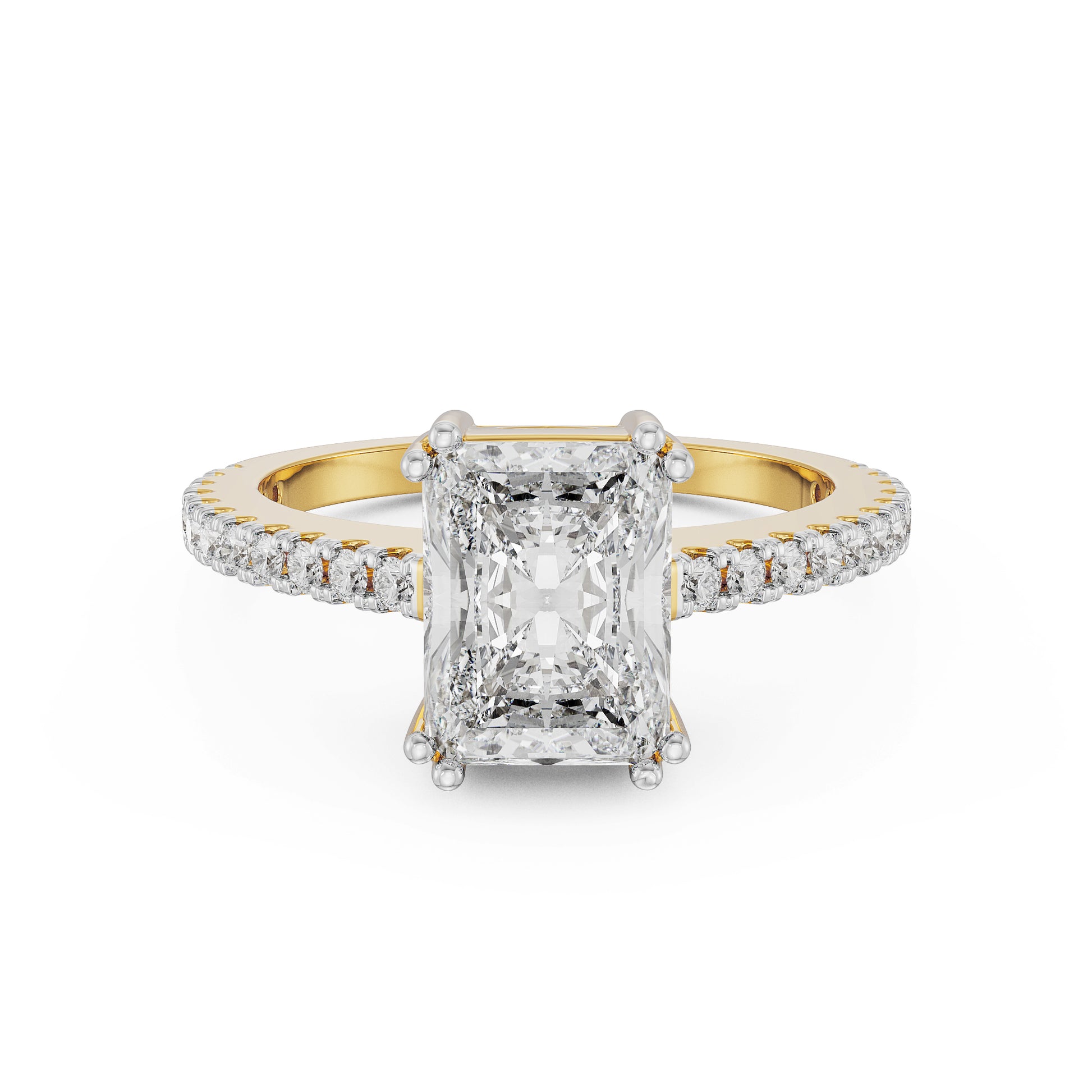 18K Yellow Gold Radiant Cut Diamond Engagement Ring