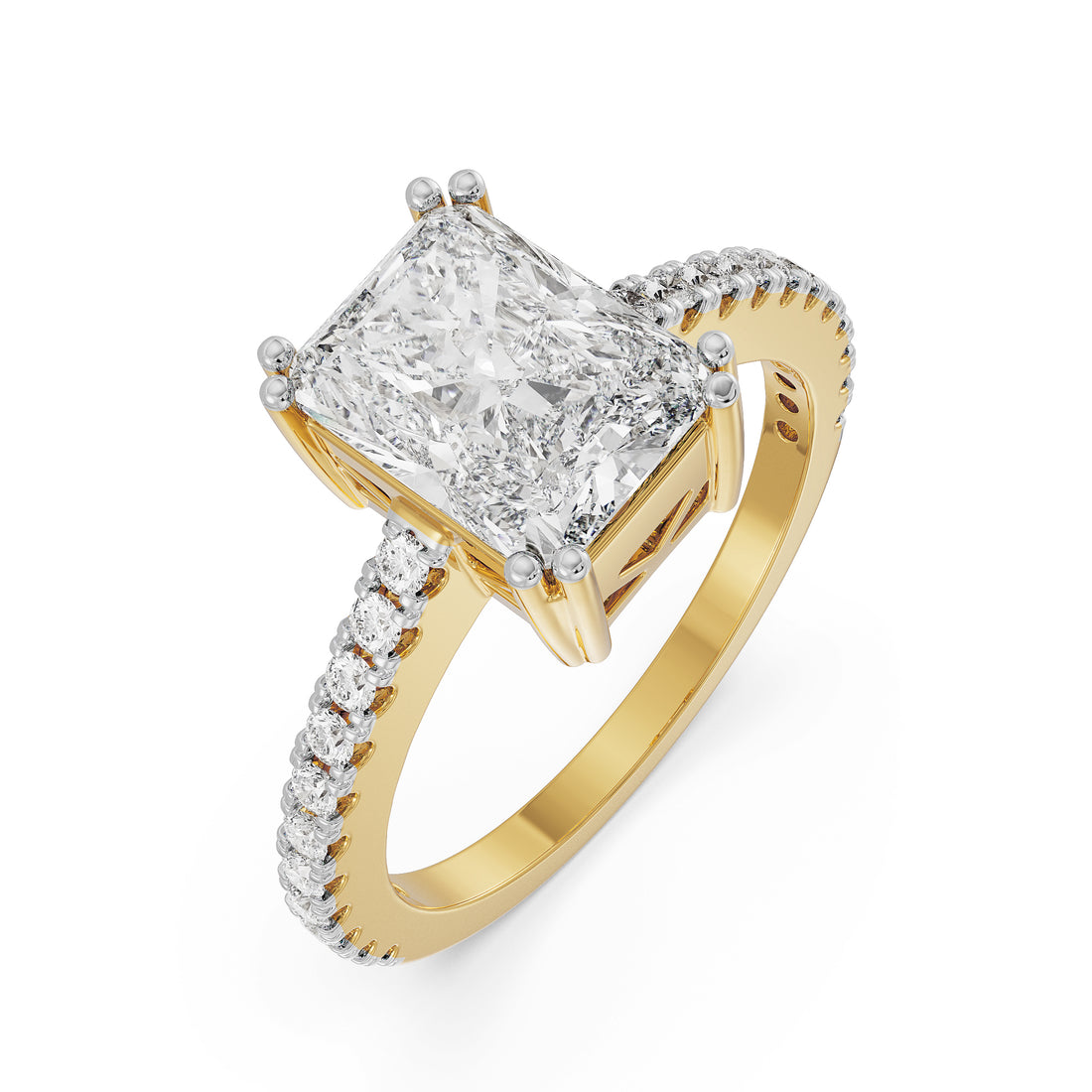 18K Yellow Gold Radiant Cut Diamond Engagement Ring