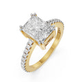 18K Yellow Gold Radiant Cut Diamond Engagement Ring Front View