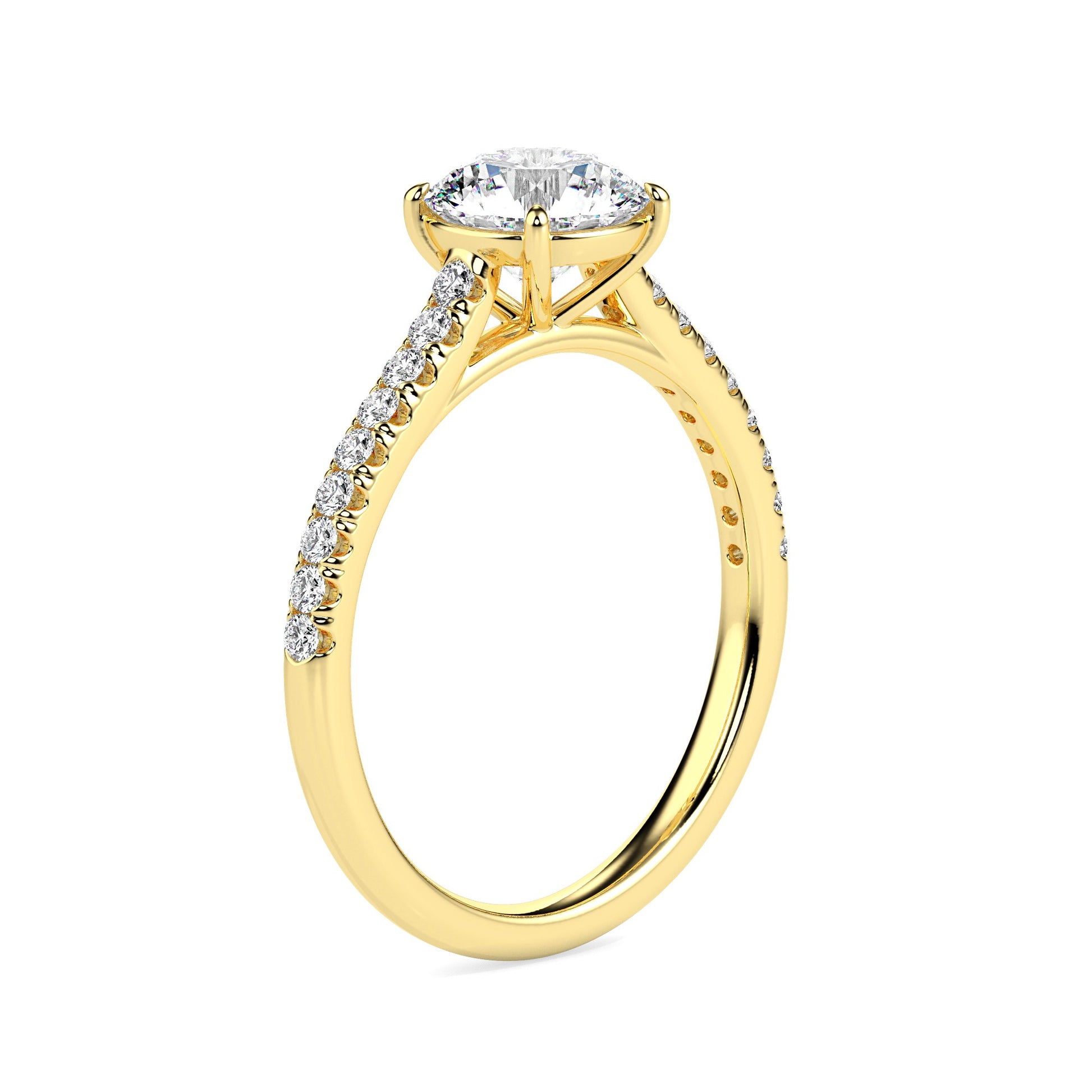 18K Yellow Gold Round Diamond Engagement Ring Side View 2 La Joyeria