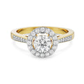 18K Yellow Gold Round Diamond Halo Ring