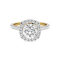 18K Yellow Gold Sherlyn 1 Carat Diamond Ring with Cushion Halo