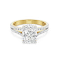 18K Yellow Gold Split Shank Cushion Cut Diamond Engagement Ring
