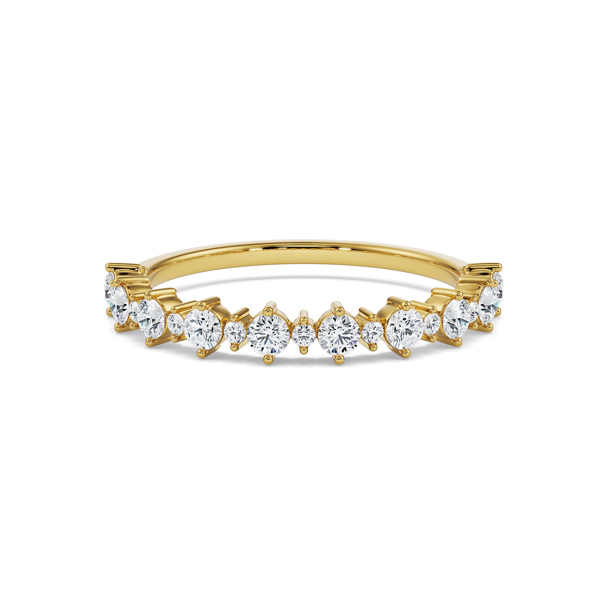 18K Yellow Gold Stackable Diamond Ring with Graduated Round Stones