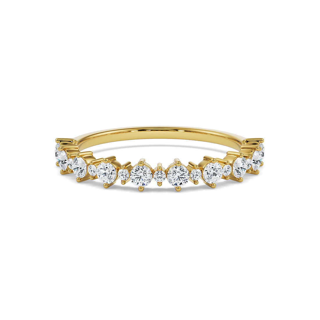 18K Yellow Gold Stackable Diamond Ring with Graduated Round Stones