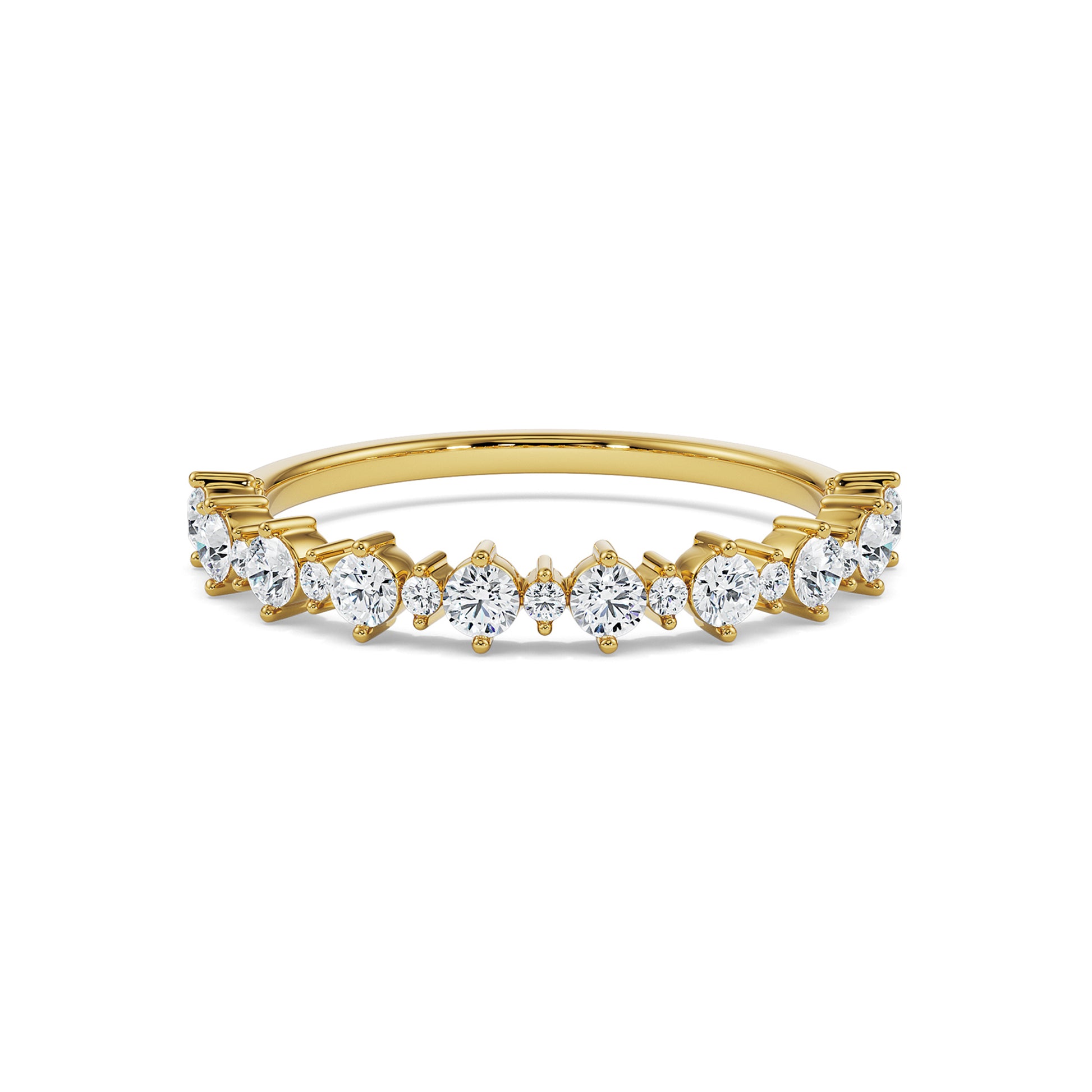 18K Yellow Gold Stackable Diamond Ring with Graduated Round Stones