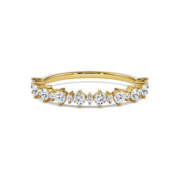 18K Yellow Gold Stackable Diamond Ring with Graduated Round Stones