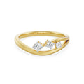 18K Yellow Gold Three Stone Diamond Bypass Ring with Dual Finish