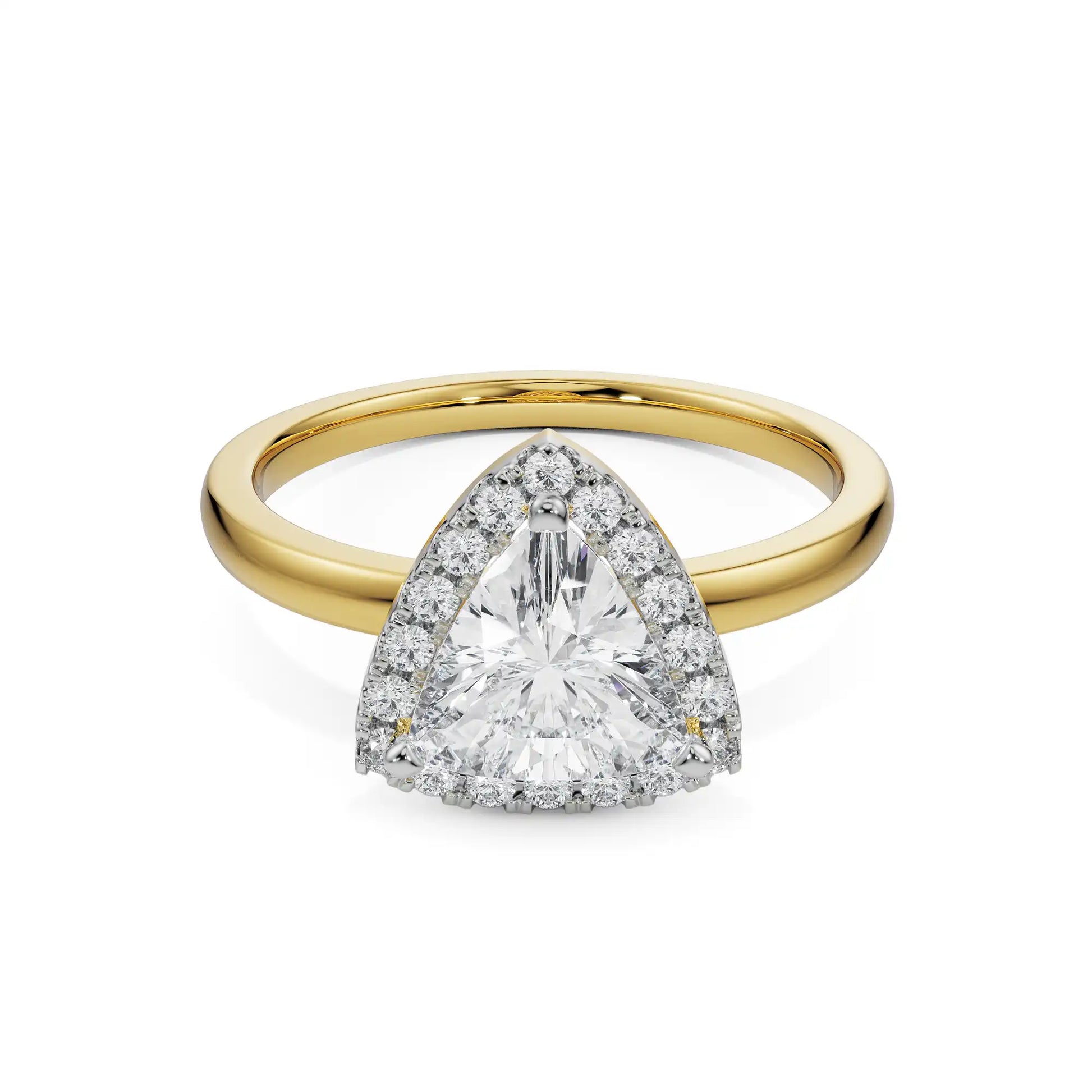 18K Yellow Gold Trillion-Cut Diamond Engagement Ring