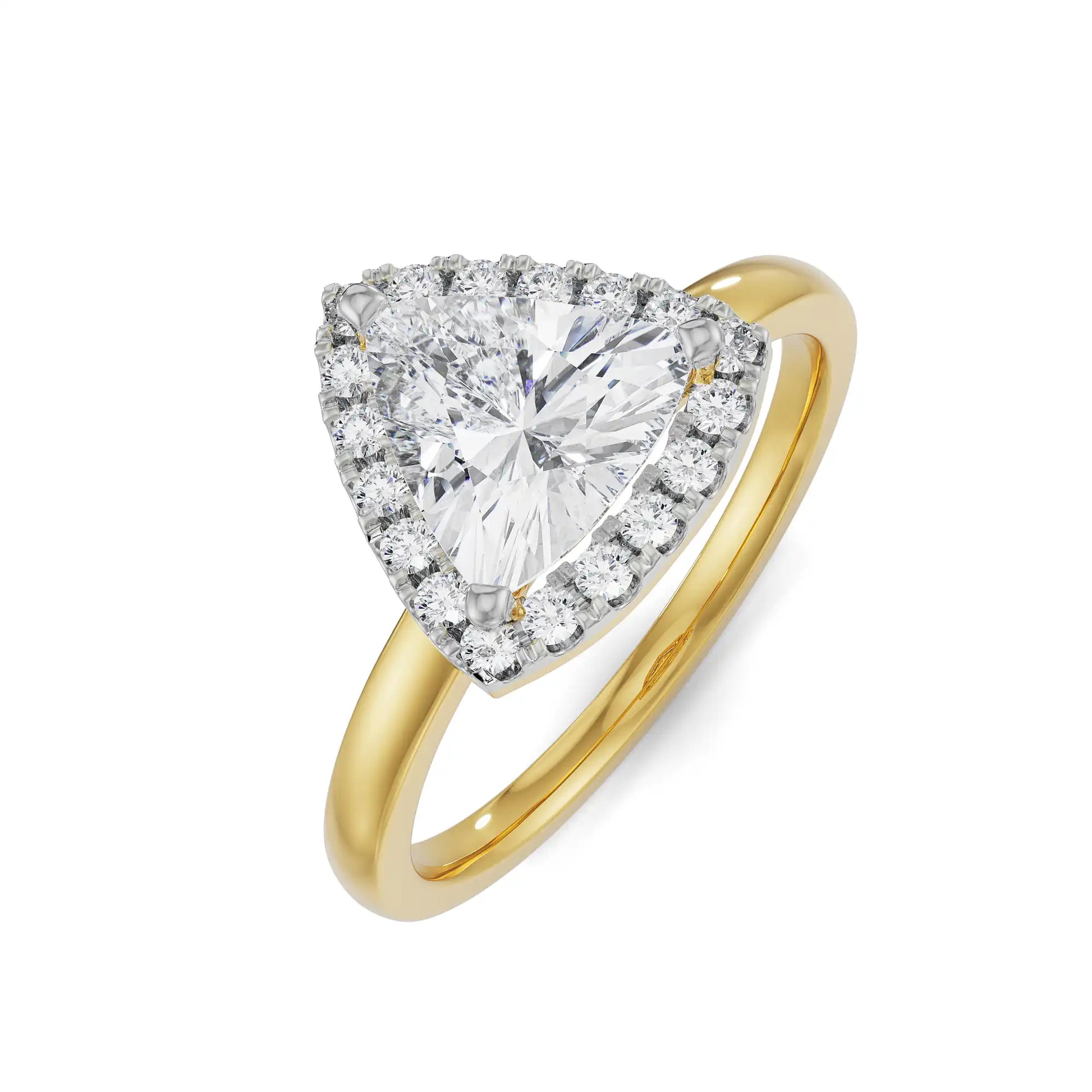 18K Yellow Gold Trillion-Cut Diamond Engagement Ring Front View
