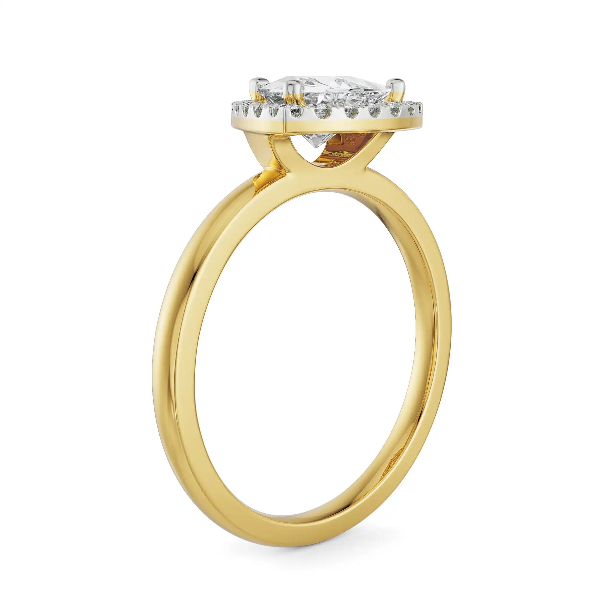 18K Yellow Gold Trillion-Cut Diamond Engagement Ring Side View