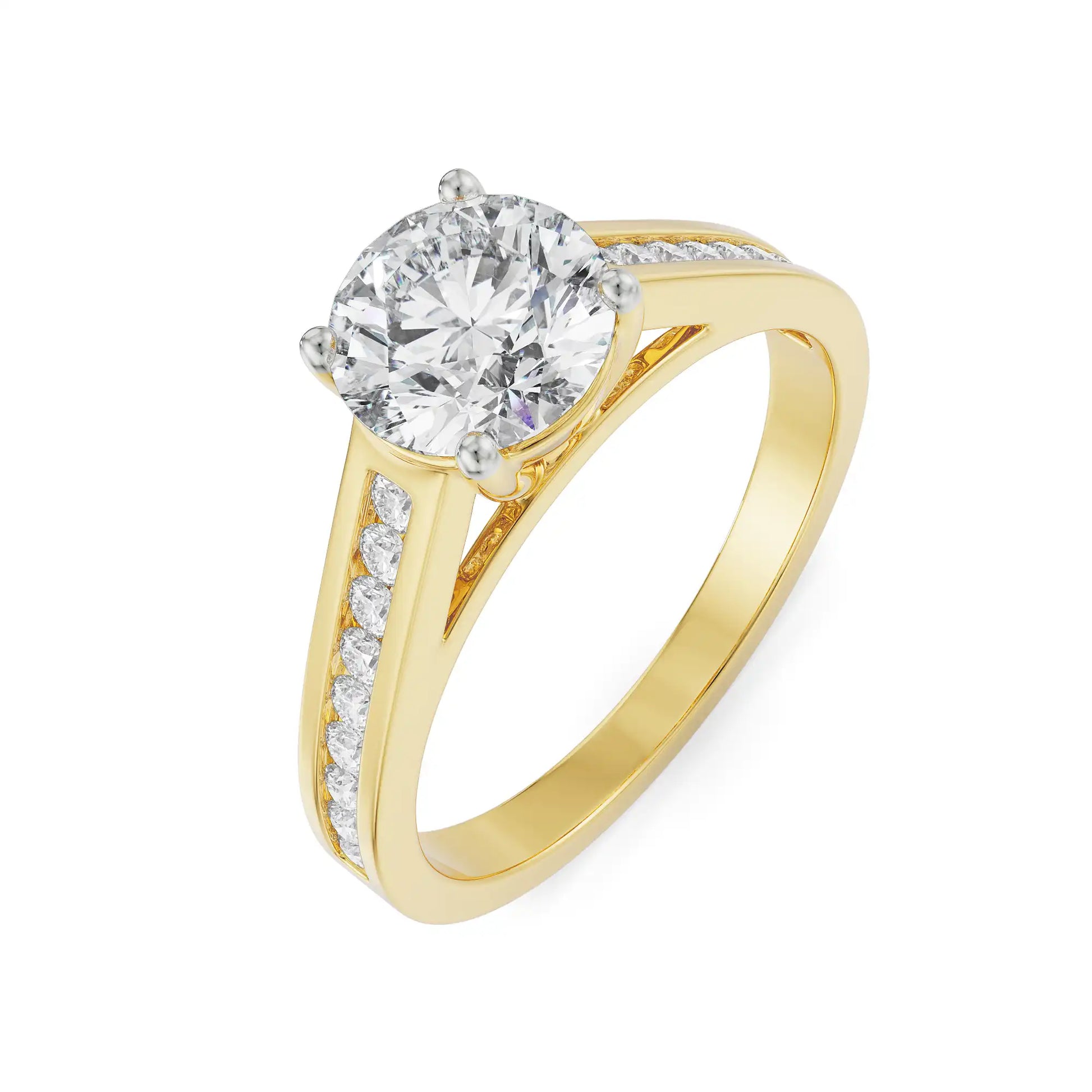 18K Yellow Gold Vanessa Round Brilliant Diamond Ring Front View