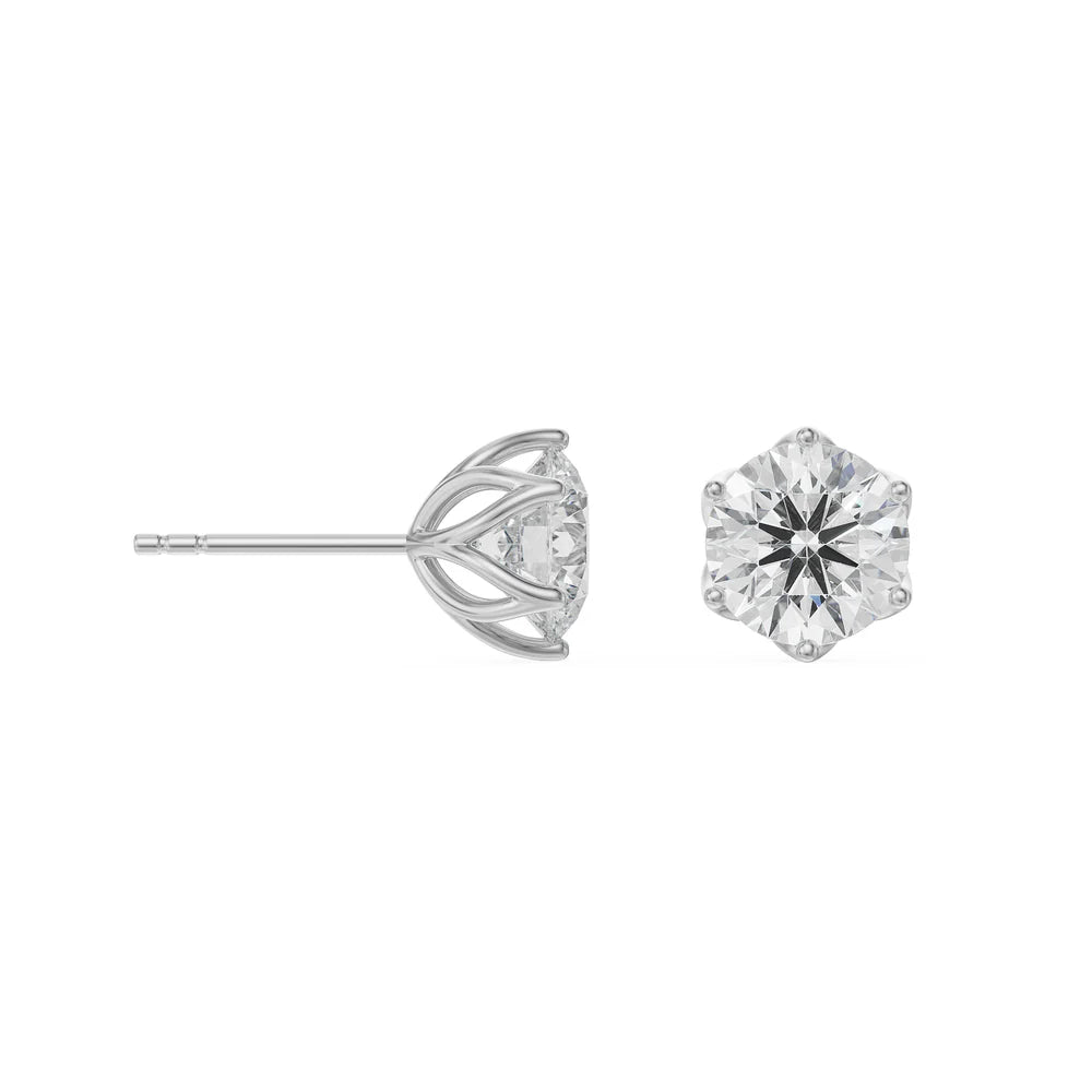 Diamond stud earring on a white background