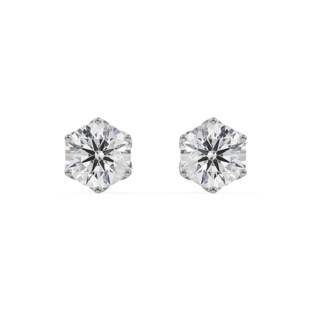 Diamond stud earring on a white background