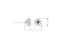 Diamond earring with dimensions on a white background
