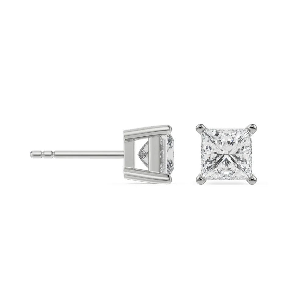 Diamond stud earrings on a white background