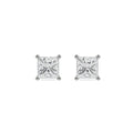 Pair of diamond stud earrings on a white background