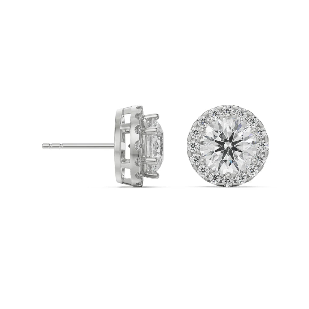 Diamond stud earrings on a white background