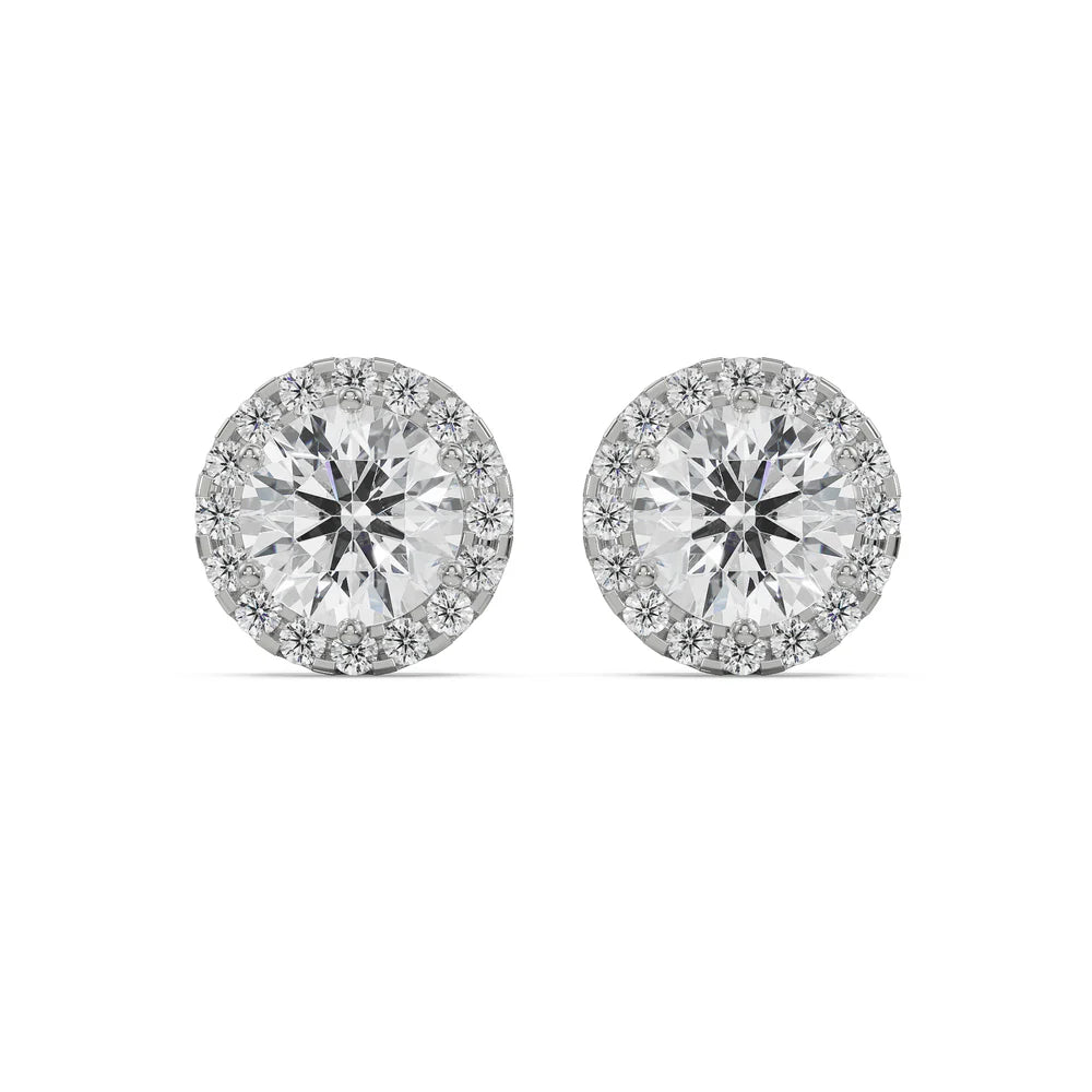 Diamond stud earrings on a white background