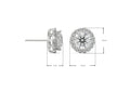 Diamond earring with dimensions on a white background