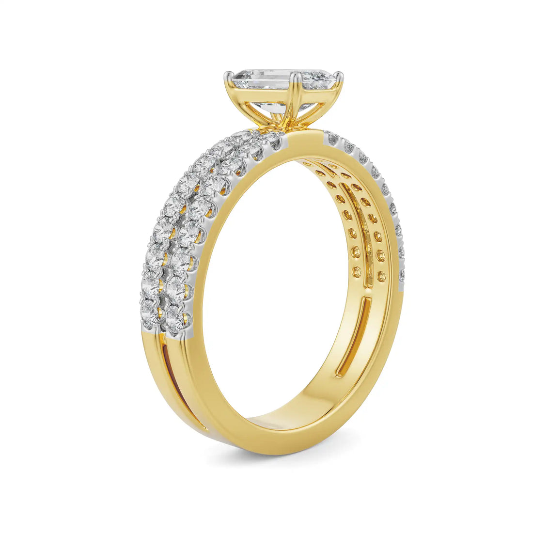 Yellow Gold Emerald Cut Diamond Engagement Ring