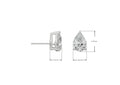 Diamond earring with measurements on a white background