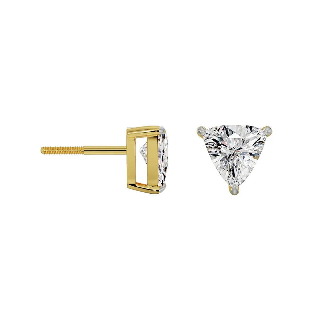 Heart-shaped diamond stud earrings on a white background