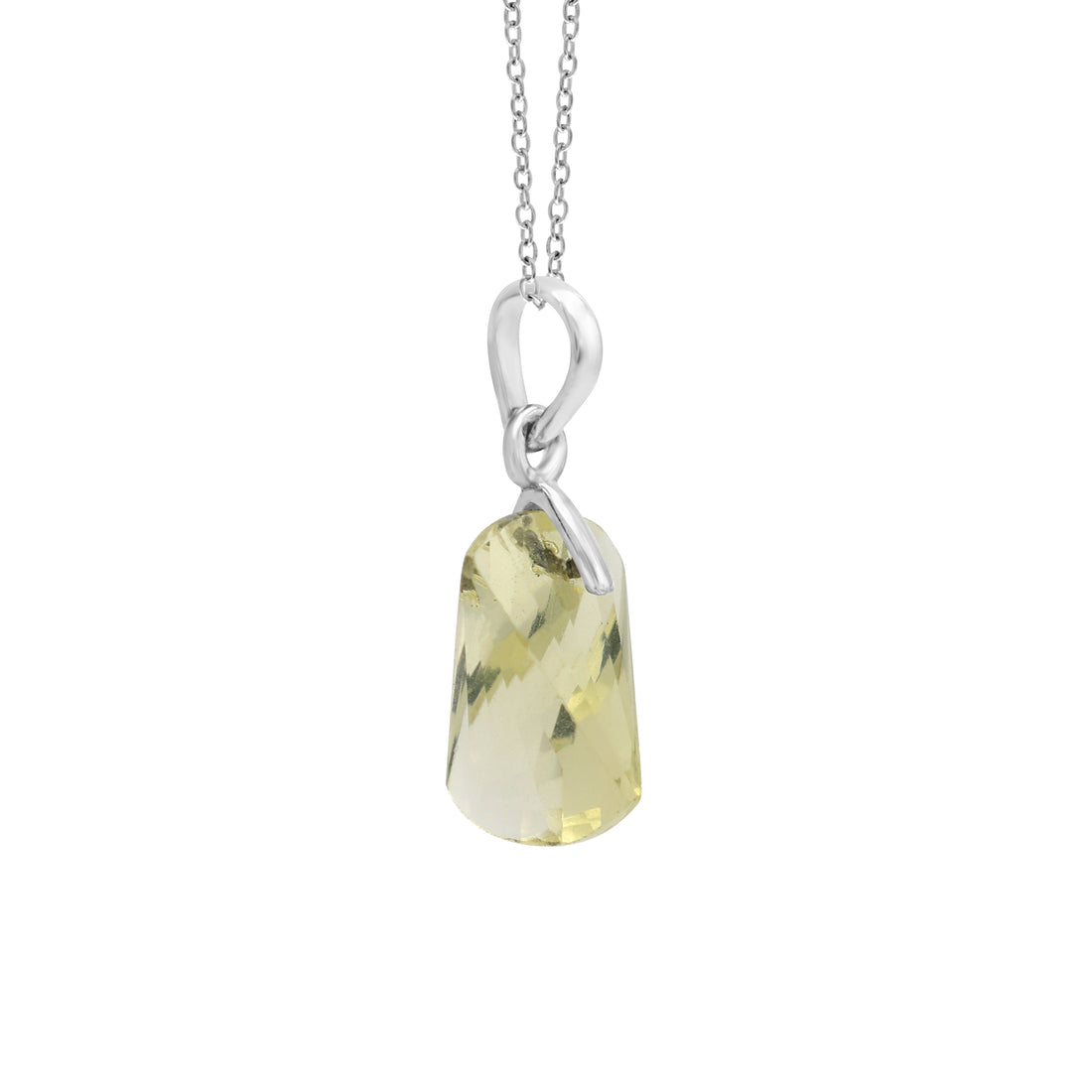 925 Silver 18K Rhodium Plated Lemon Topaz Pendant La Joyeria