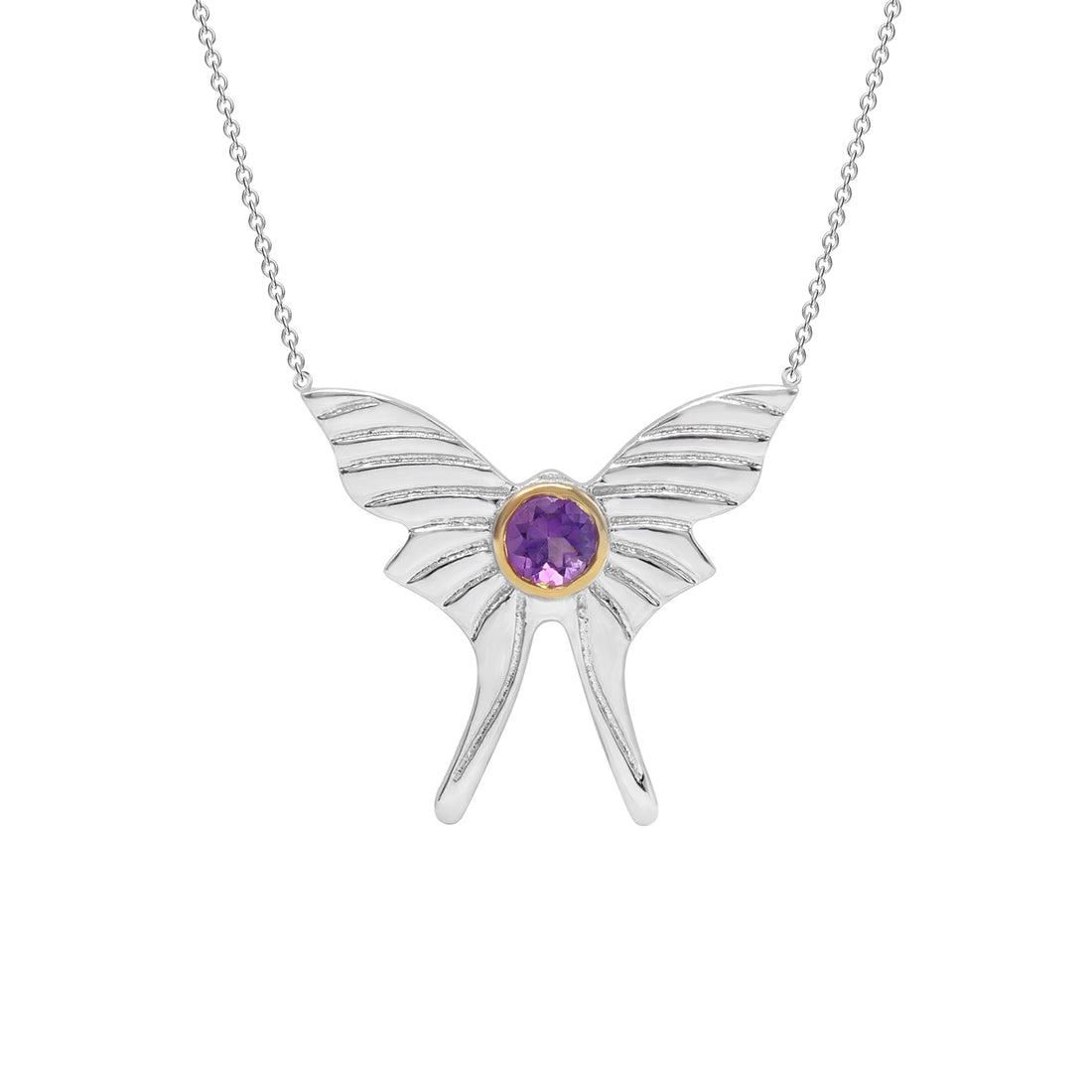 925 Silver Butterfly Amethyst Pendant for Girls/Women