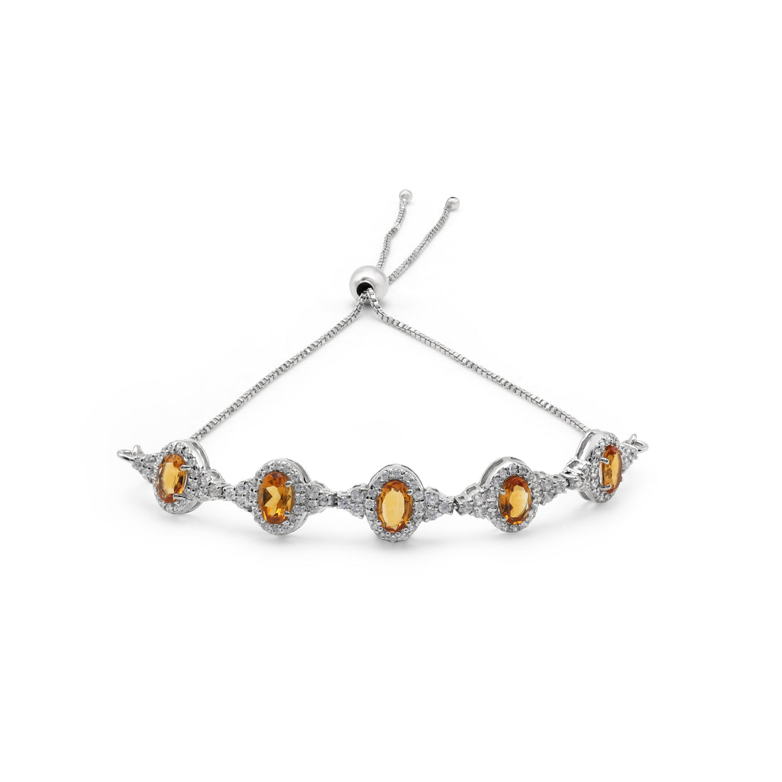 925 Silver Citrine & Cubic Zirconia Bracelet