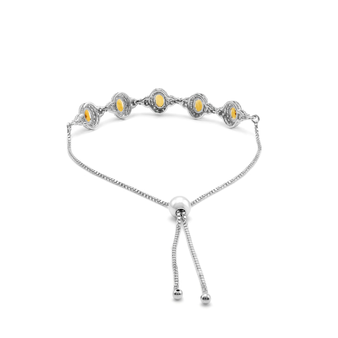 925 Silver Citrine & Cubic Zirconia Bracelet