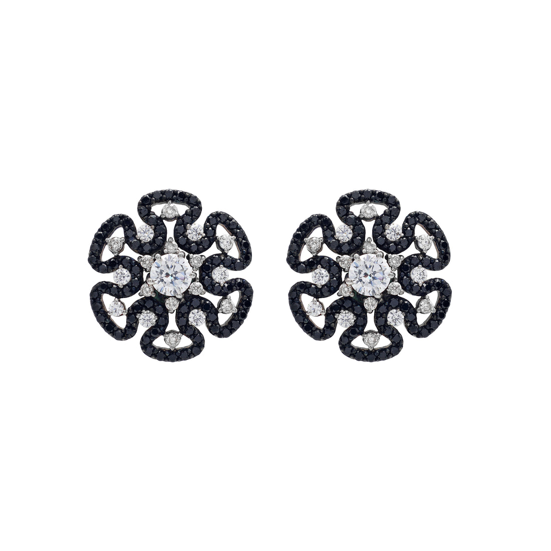 925 Silver Cubic Zirconia & Black Spinel Earrings