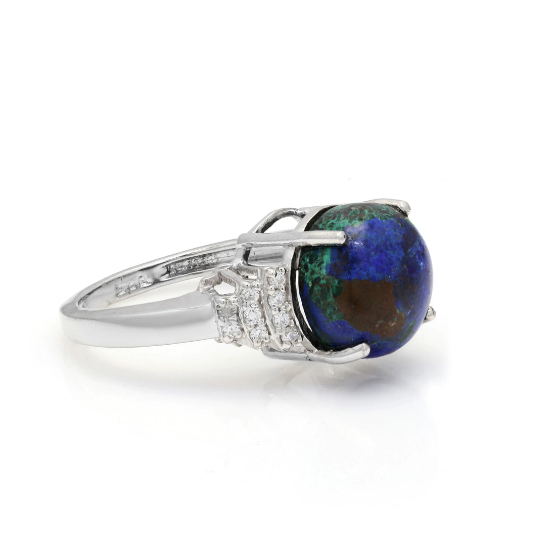 925 Silver Cubic Zirconia & Blue Lapis Lazuli Ring