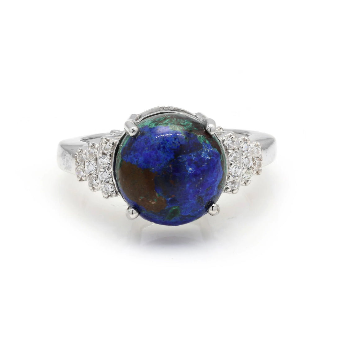 925 Silver Cubic Zirconia & Blue Lapis Lazuli Ring