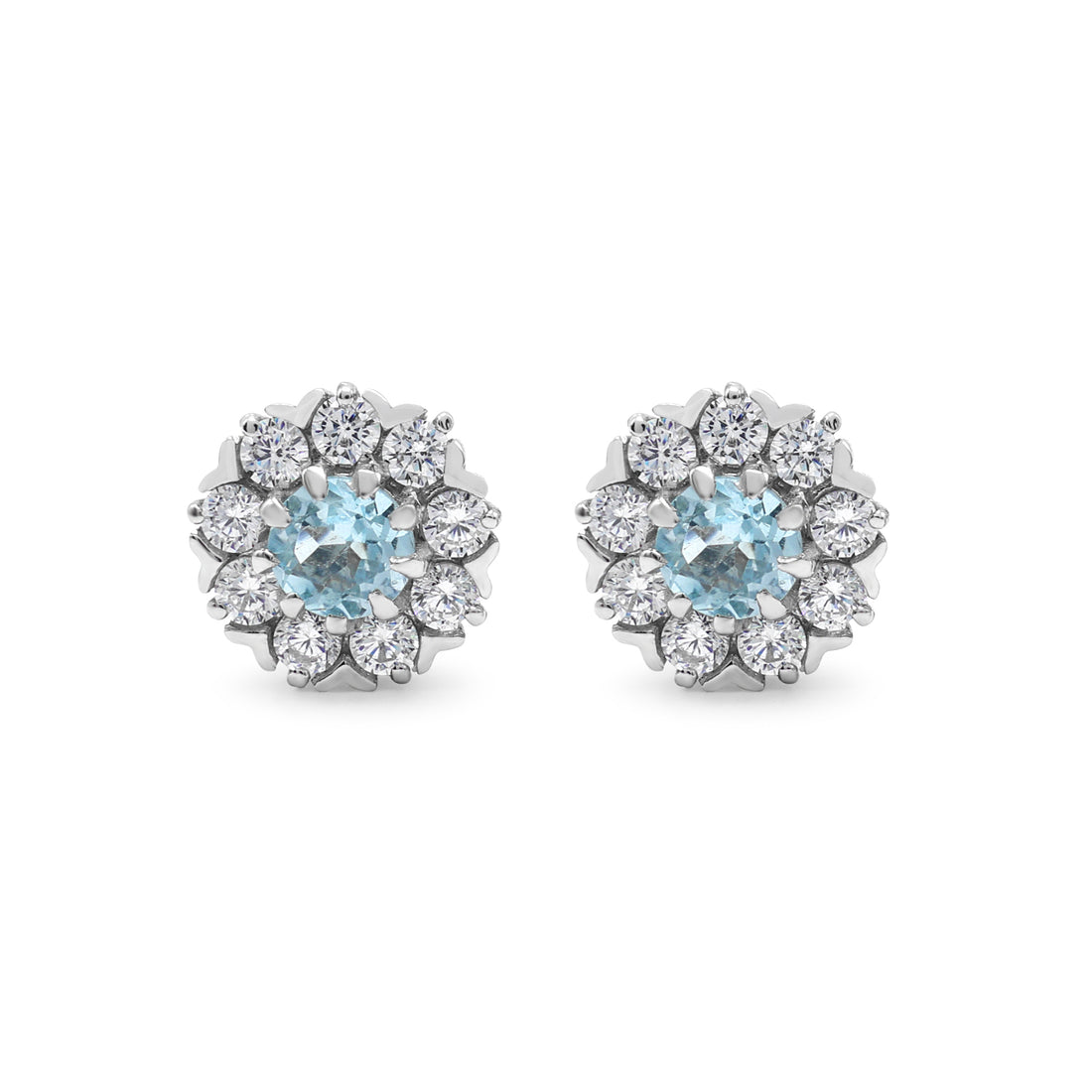 925 Silver Cubic Zirconia & Blue Topaz Earrings