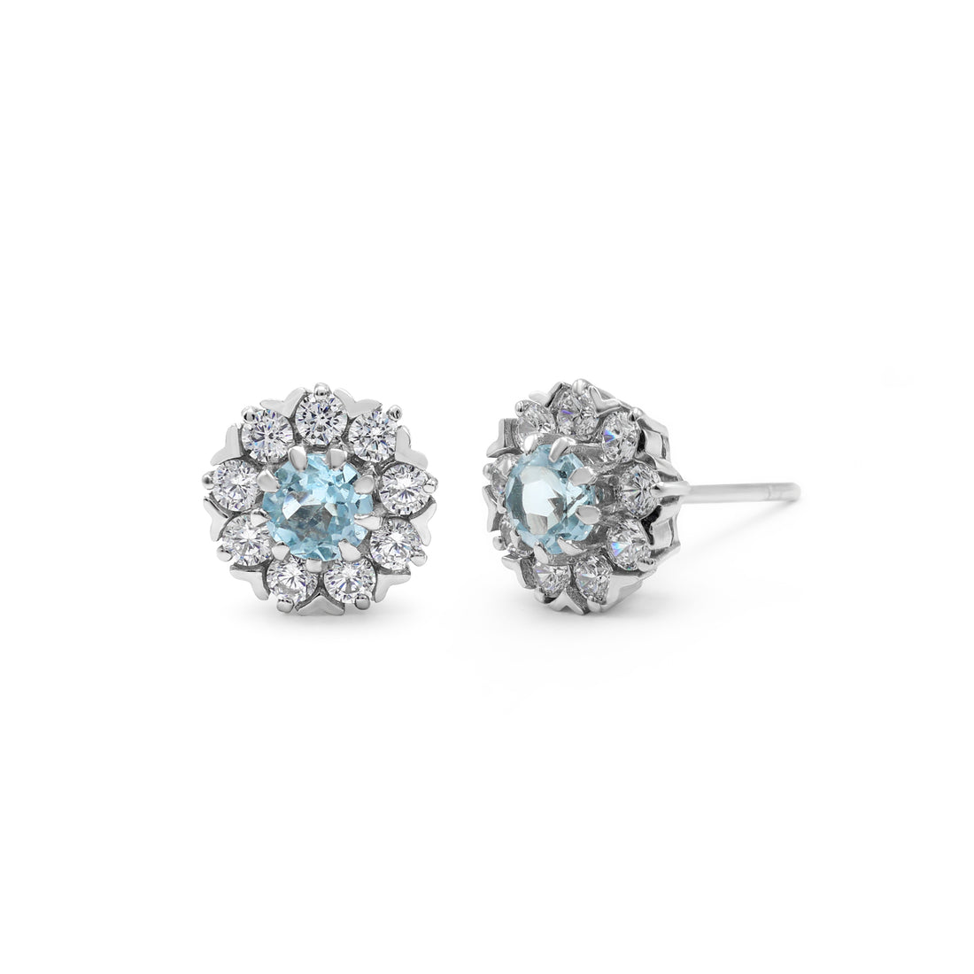 925 Silver Cubic Zirconia & Blue Topaz Earrings