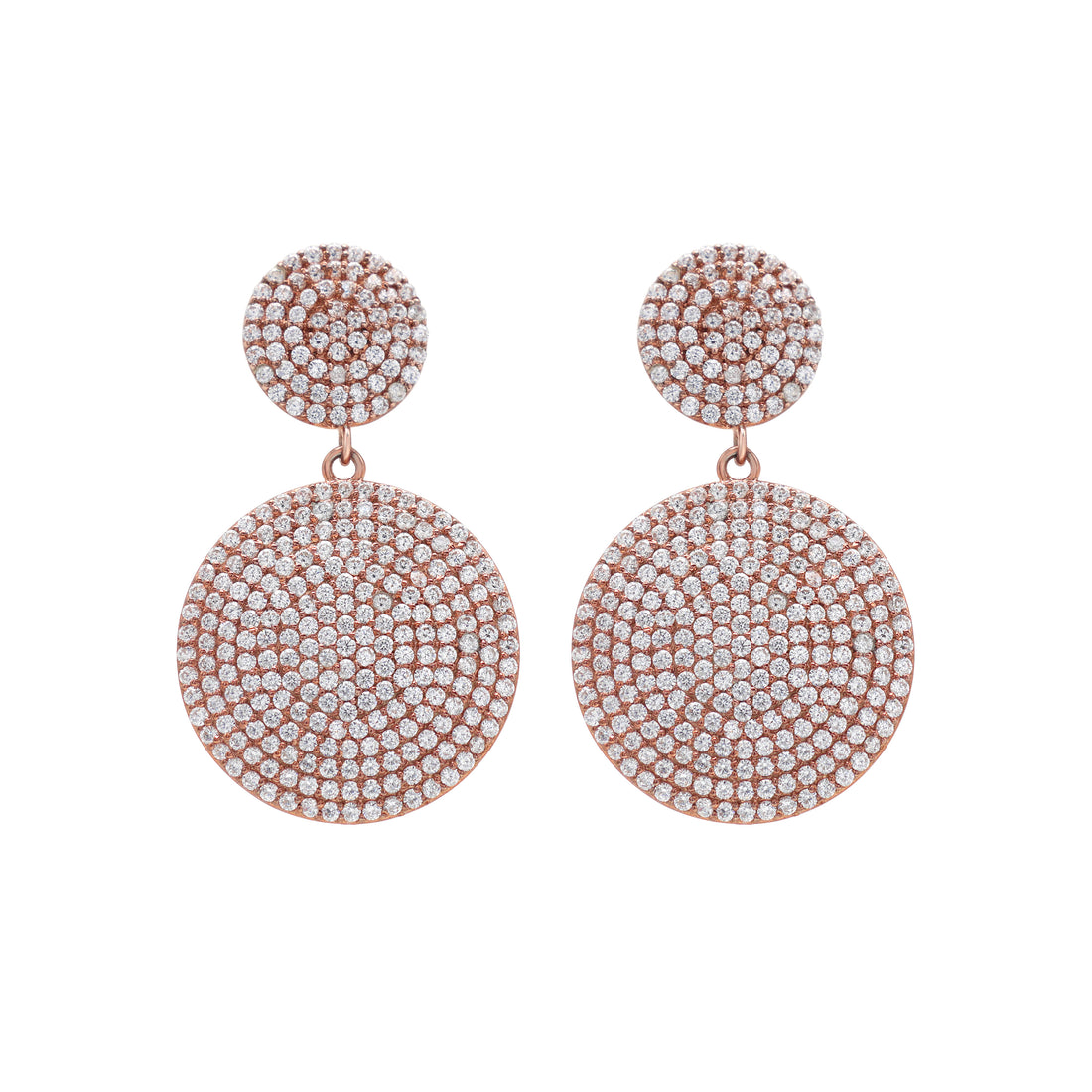 925 Silver Cubic Zirconia Earrings Rose Gold Plated
