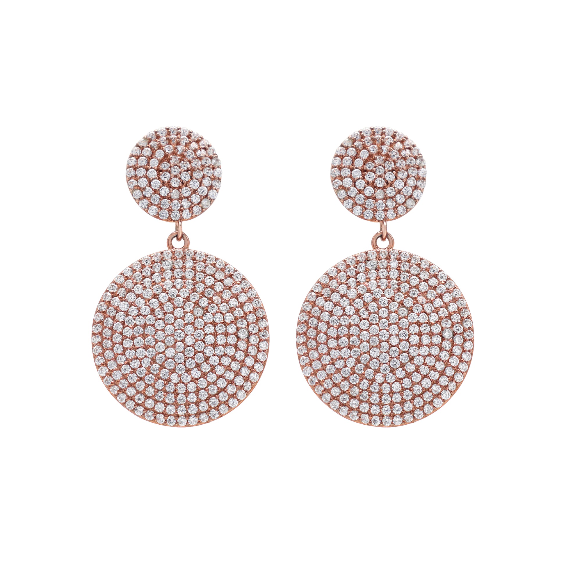 925 Silver Cubic Zirconia Earrings Rose Gold Plated