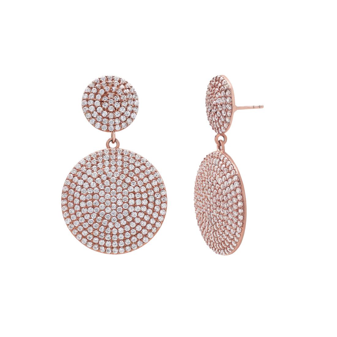 925 Silver Cubic Zirconia Earrings Rose Gold Plated