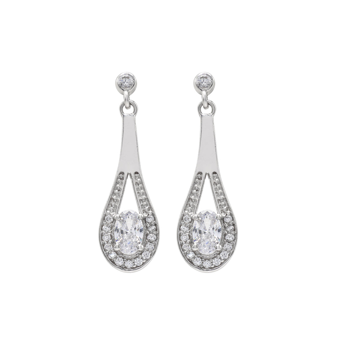 925 Silver Cubic Zirconia Earrings | White Gold Plated | Timeless Sparkle